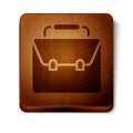 Brown Briefcase icon isolated on white background. Business case sign. Business portfolio. Wooden square button. Vector Royalty Free Stock Photo