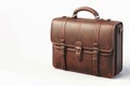 Brown briefcase on a light background. Space for text. Royalty Free Stock Photo