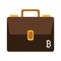 brown briefcase with white bitcoin signal, graphic Royalty Free Stock Photo