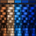 Brown Bronze Bright Blue Royal Blue and Navy Blue solid color with Metallic Gradient Color Bundle. Perfect for Gradient Royalty Free Stock Photo