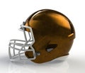 Brown brushed galvanized american football helmet side view on a white background with detailed clipping path Royalty Free Stock Photo