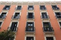 Brown building front facade in Madrid Royalty Free Stock Photo