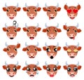 Brown bull Emoji Emoticon Expression. Funny cute animal