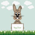 Brown bunny behind board vector