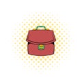 Brown business briefcase icon, comics style Royalty Free Stock Photo