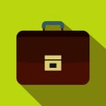 Brown business briefcase icon, flat style Royalty Free Stock Photo