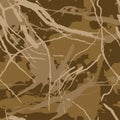 Brown camouflage seamless grunge pattern. Modern military camo texture, fashionable fabric. Desert masking color.