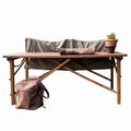 Brown Camping Table With Plants - Large Canvas Format