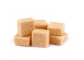 Brown cane sugar cubes, Brown cane sugar cubes isolated Royalty Free Stock Photo