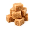 Brown cane sugar cubes isolated. Royalty Free Stock Photo