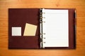 Brown canvas binder notebook with blank card