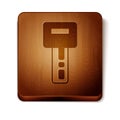 Brown Car key with remote icon isolated on white background. Car key and alarm system. Wooden square button. Vector Royalty Free Stock Photo