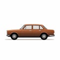 Simplistic Brown Car Illustration On White Background