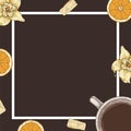 Brown Card or Menu Template with Coffee and Fruits Royalty Free Stock Photo