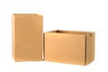 Brown cardboard box package with cover, isolated on white background Royalty Free Stock Photo