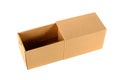 Brown cardboard box package with cover, isolated on white background Royalty Free Stock Photo