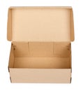 Brown cardboard box for packaging and delivery, isolated on white background Royalty Free Stock Photo