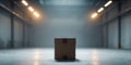 Brown Cardboard Box in Warehouse with Warm Lights Royalty Free Stock Photo