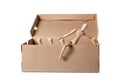 Brown cardboard box with wooden mannikins. Thinking outside the box. Royalty Free Stock Photo