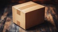 Brown Cardboard Box On Wooden Table Royalty Free Stock Photo