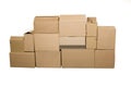 Brown cardboard boxes arranged in stack Royalty Free Stock Photo