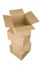 Brown cardboard boxes arranged in stack Royalty Free Stock Photo