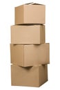 Brown cardboard boxes arranged in stack