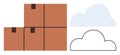 Stacked Cardboard Boxes and Cloud Elements Representing Storage and Cloud Computing Royalty Free Stock Photo