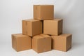 Brown cardboard boxes stacked moving boxes packaging boxes delivery boxes Royalty Free Stock Photo