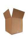 Brown cardboard moving box on white