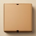 Brown cardboard pizza box with a plain surface, featuring a simple design and a folde Royalty Free Stock Photo