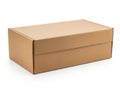 Brown cardboard shipping box on white background isolated on white background Royalty Free Stock Photo