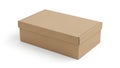 Brown cardboard shoe box isolated on white background Royalty Free Stock Photo