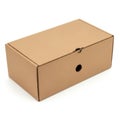 Brown cardboard shoe box isolated on white background Royalty Free Stock Photo