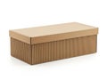 Brown cardboard shoe box with lid closed isolated on white background Royalty Free Stock Photo
