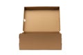 Brown cardboard shoes box with lid for shoe or sneaker product packaging mockup, isolated on white with clipping path Royalty Free Stock Photo