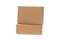 Brown cardboard shoes box with lid for shoe or sneaker product packaging mockup, isolated on white with clipping path Royalty Free Stock Photo