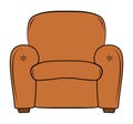 Brown cartoon armchair. Seat vector illustration isolated on white