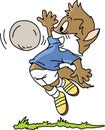 Brown cartoon cat playing football vector