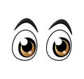 Brown cartoon character eyes set isolated on white background