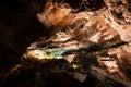 Brown cave lava tube illuminated in Canary Islands