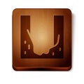 Brown Cemetery digged grave hole icon isolated on white background. Wooden square button. Vector