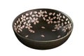 Brown ceramic bowl with Cherry blossom pattern, Empty brown bowl isolated on white background with clipping path, Side view Royalty Free Stock Photo