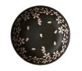 Brown ceramic bowl with Cherry blossom pattern, Empty brown bowl isolated on white background with clipping path, Top view Royalty Free Stock Photo