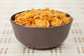 Bowl of crunchy nuts corn flakes for breakfast Royalty Free Stock Photo