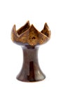 Brown ceramic candlestick isolated on white background Royalty Free Stock Photo