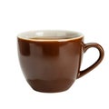 Brown Ceramic Cup Filled with Tea Isolated on White Background Royalty Free Stock Photo