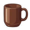 Brown ceramic mug illustration, featuring a glossy finish with smooth texture. It has a Royalty Free Stock Photo
