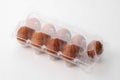 Brown chicken eggs in  a plastic package Royalty Free Stock Photo