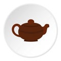 Brown chinese teapot icon circle